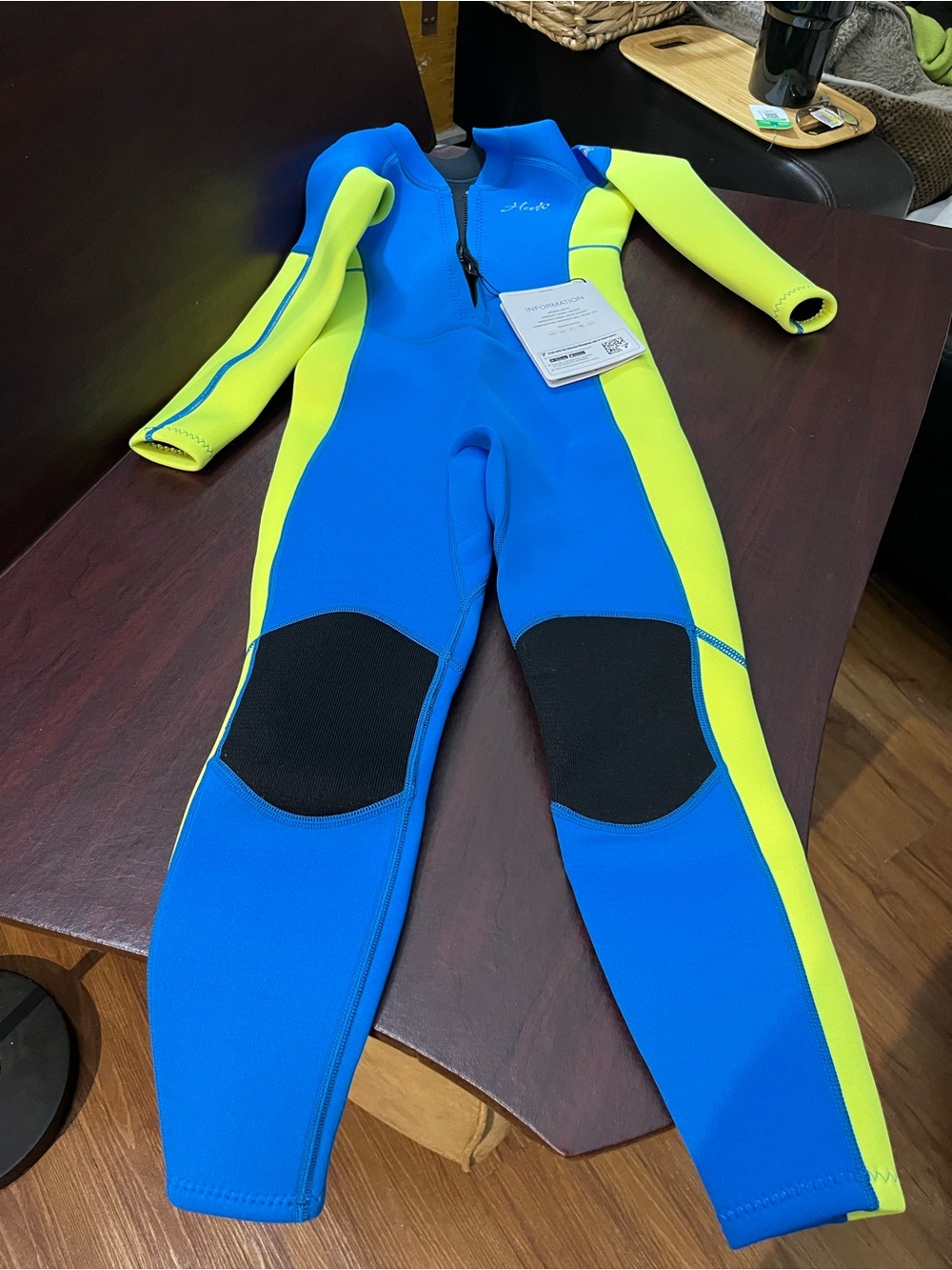 Kids Blue & Neon Yellow Full-Body Swim Rashguard - Unbranded